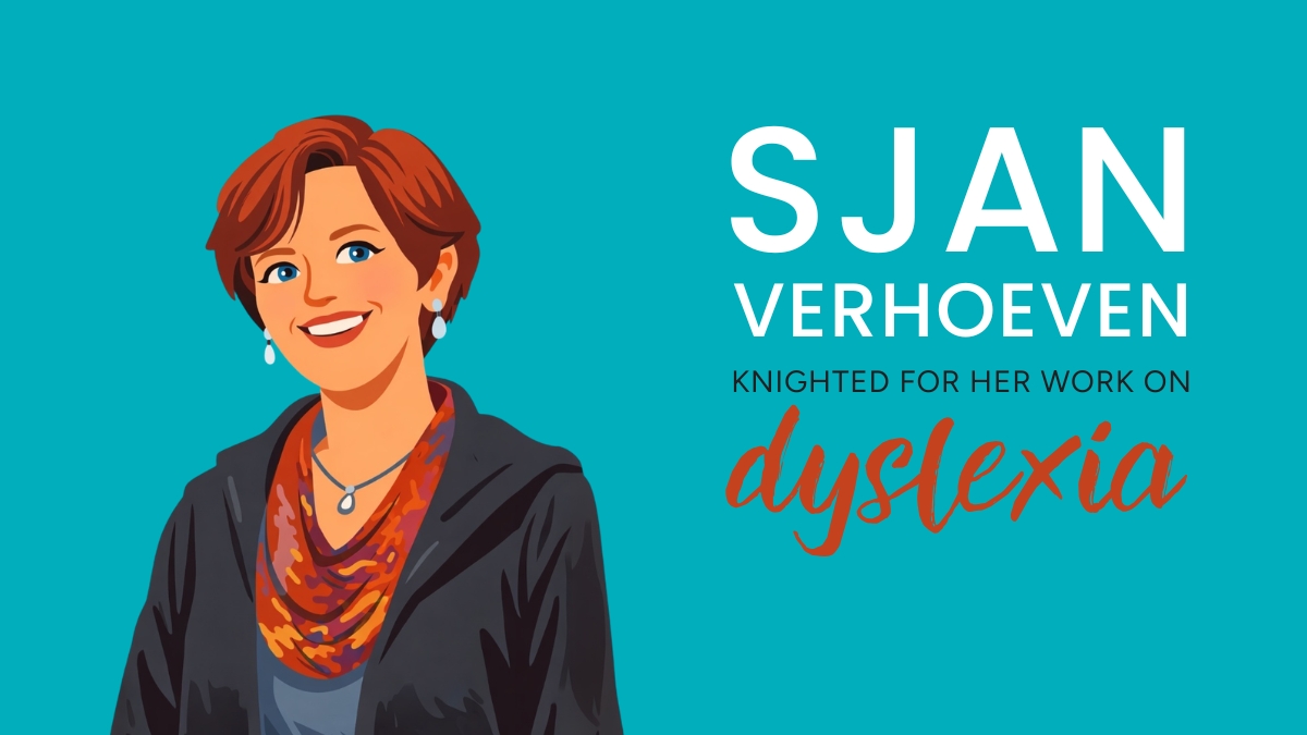 Why was Dutch author Sjan Verhoeven knighted for her work on dyslexia